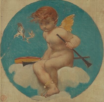 Study for Roundel with Putto Holding Attributes of Music — size preview