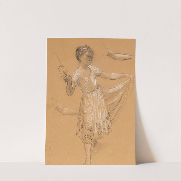 Study for the dancing little girl from the ceiling painting 'Der Tanz' by Gustav Klimt