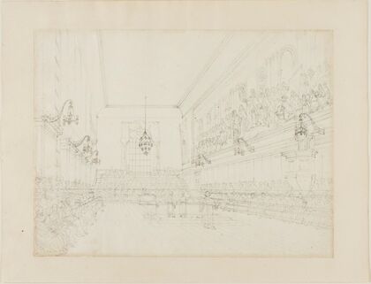 Study for The Hall, Blue Coat School, from Microcosm of London