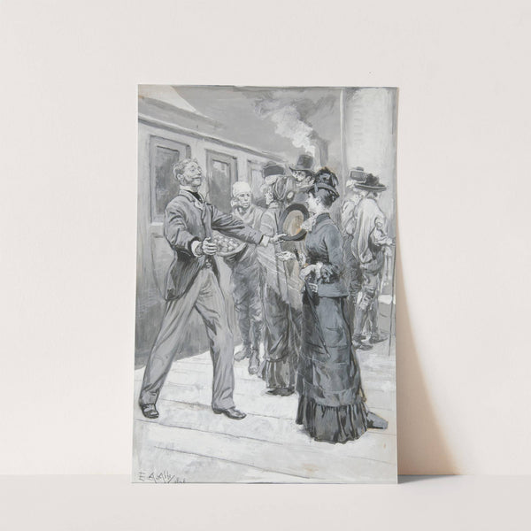 Study for ‘The Meeting in the Railway Station,’ Chapter 7 of Castle in Spain by Edwin Austin Abbey