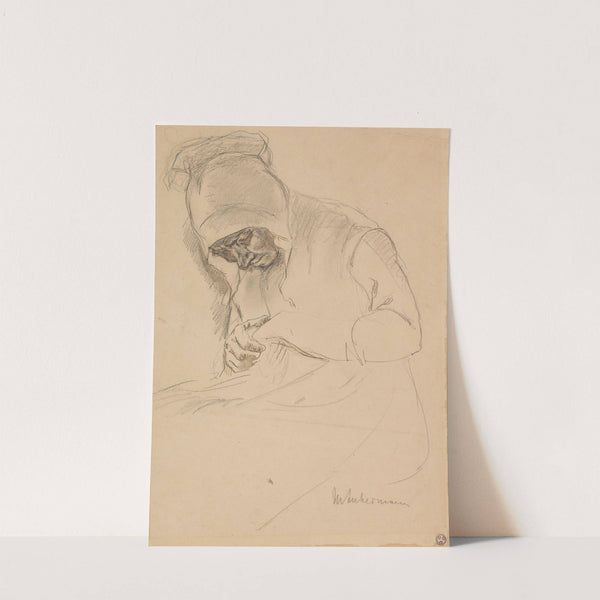 Study for the painting ‘Stopfende Alte am Fenster’ (1880) by Max Liebermann