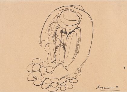 Study for ‘The Street Pavers’; Man Laying Paving Stones