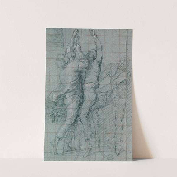 Study for 'The Surrender of the Dutch Admiral De Winter to Admiral Duncan, October 11, 1797'; Three Figures Raising the Colors by John Singleton Copley