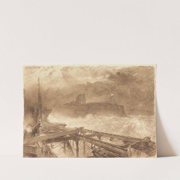 Study for Tynemouth Pier - Lighting the Lamps at Sundown by Alfred William Hunt