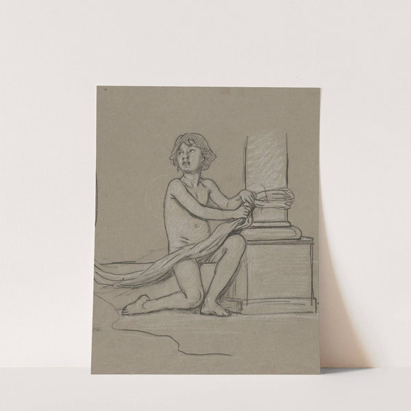 Study for Young Boy Crouching Next to Column (ca. 1893) by Elihu Vedder