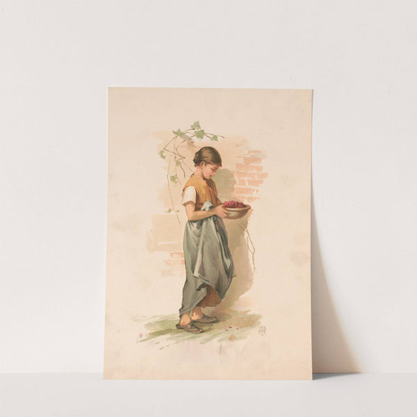 Study. Girl carrying dish of berries (1886) by Lizbeth Bullock Humphrey