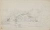Study of a Cottage and a Man Rolling the Lawn