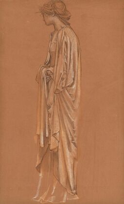 Study of a draped female figure for ‘The Sleep of Arthur in Avalon’