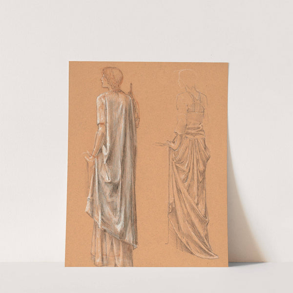 Study of a draped female figure, with a subsidiary study of the same, for 'The Sleep of Arthur in Avalon' by Sir Edward Coley Burne-Jones
