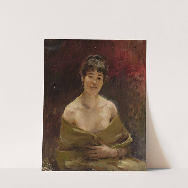 Study of a female model in green drapery by Jan Ciągliński