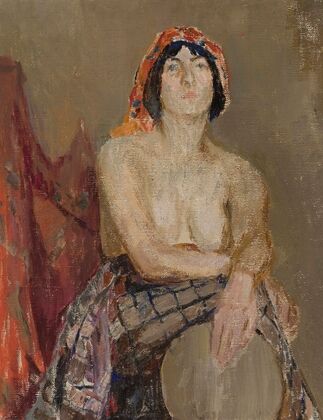 Study of a female model with a drum