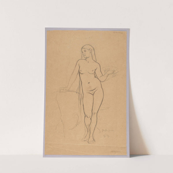 Study of a Female Nude Holding a Bowl (1865 - 1924) by Hans Thoma