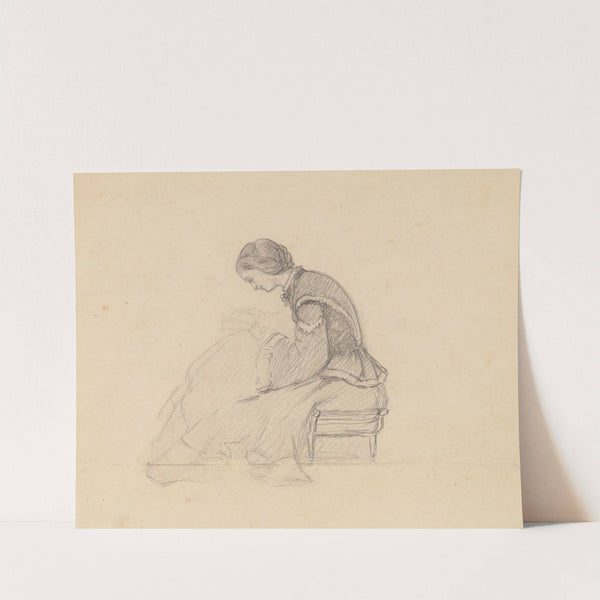 Study of a Girl Reading (c. 1858) by Elihu Vedder