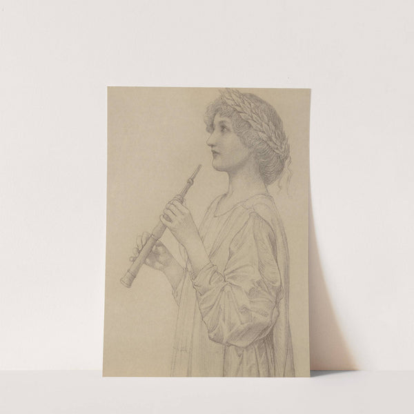 Study of a girl wearing a laurel wreath, playing a recorder by Henry Ryland