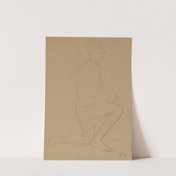 Study of a Kneeling Man with His Hands Folded in a Gesture Of Prayer (1860 - 1900) by Hans Thoma