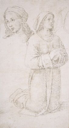 Study of a Kneeling Youth and of the Head of Another (1500)
