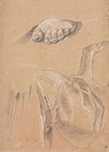 Study of a left foot and drapery study with right arm