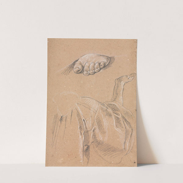 Study of a left foot and drapery study with right arm by Francesco Lorenzi