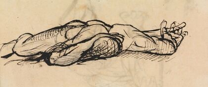 Study of a Male Nude, in a Laid out Position on the Floor