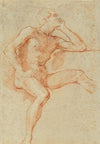 Study of a male nude, seated, resting his chin on his left hand