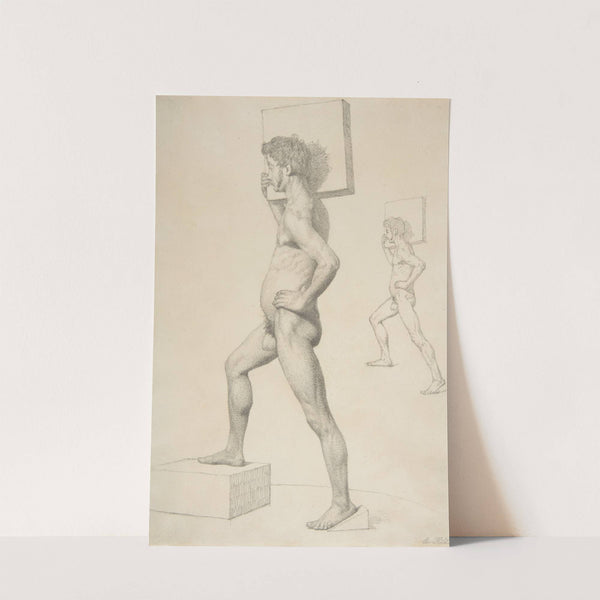 Study of a Male Nude Shouldering a Wooden Block by Christen Købke