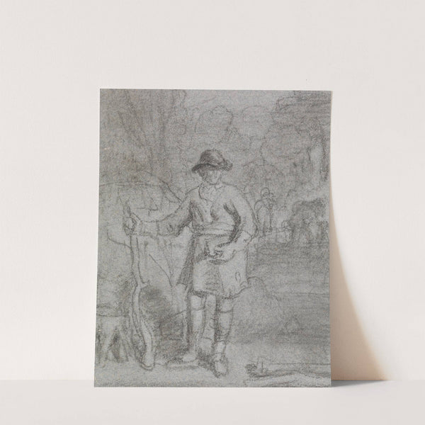 Study of a Man Holding a Stick by Joshua Cristall