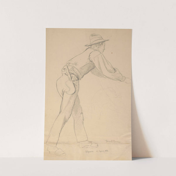 Study of a Man in Sabots and a Hat, with a Knife at his Waist; Peasant from Cargnaco in Northern Italy (1897) by Hans Thoma
