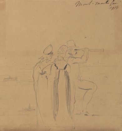 Study of a Man, Looking Through a Telescope, Accompanied by Two Women