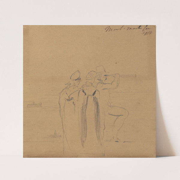 Study of a Man, Looking Through a Telescope, Accompanied by Two Women (1814) by Benjamin Robert Haydon