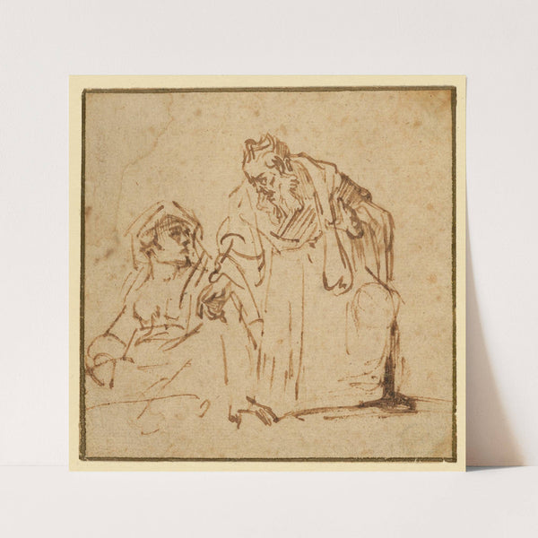 Study of a Man Talking to a Woman Seated on the Left by Rembrandt van Rijn