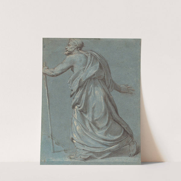 Study of a Man Walking towards the Left Holding a Staff by Girolamo Siciolante da Sermoneta