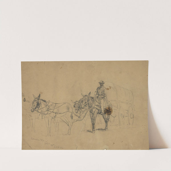 Study of a mule team and wagon, with driver by Edwin Forbes