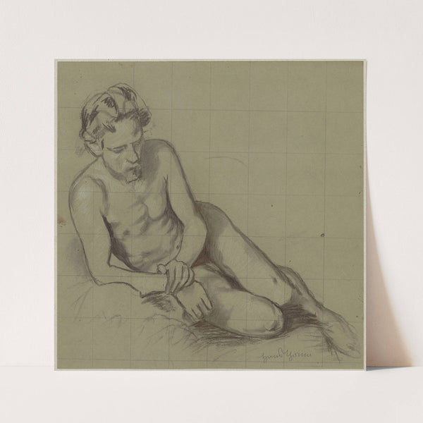Study of a naked man lying on his right side (1880 - 1900) by Hans Thoma