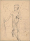 Study of a nude boy against a landscape