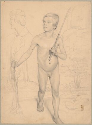 Study of a nude boy against a landscape