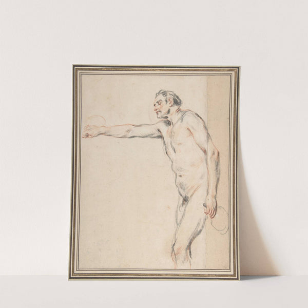 Study of a Nude Man Holding Bottles by Jean-Antoine Watteau