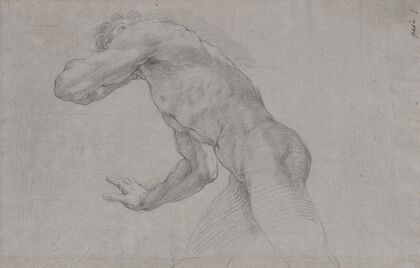 Study of a Nude Man in an Action Pose Seen from the Side