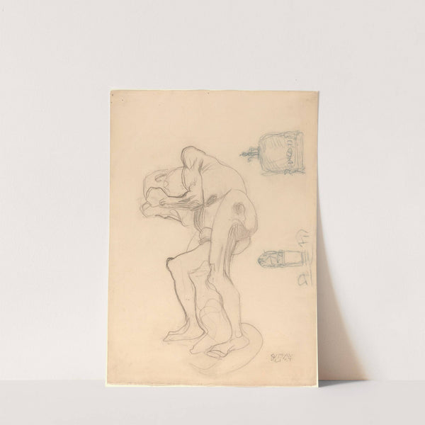 Study of a Nude Old Woman Clenching Her Fists, and Two Decorative Objects by Gustav Klimt