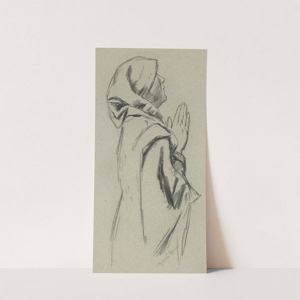 Study of a Praying Woman in a Shawl with Her Hands Folded by Hans Thoma