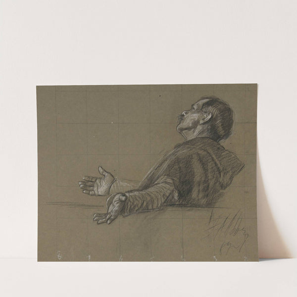 Study of a robed figure, for The Quest of the Holy Grail mural series at Boston Public Library (1965) by Edwin Austin Abbey