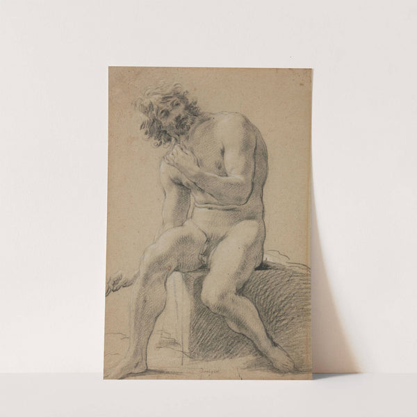 Study of a seated male nude by Michel Dorigny