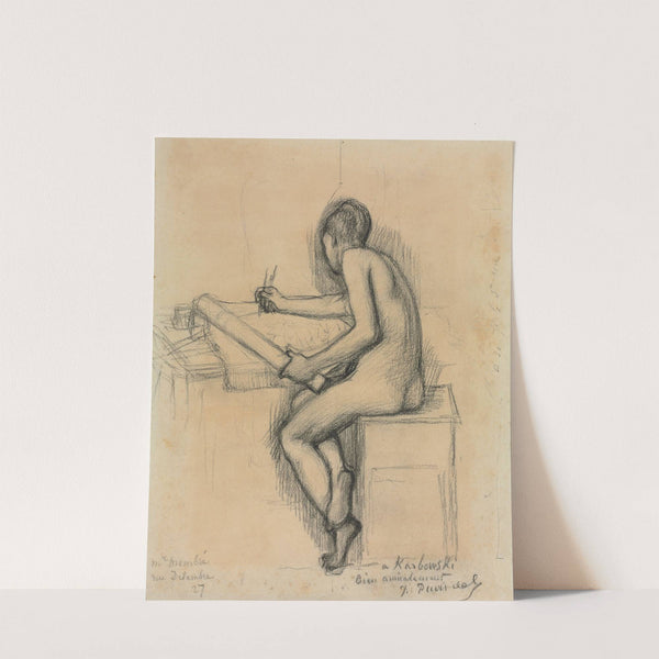 Study of a Seated Nude Female Model Drawing by Pierre Puvis de Chavannes