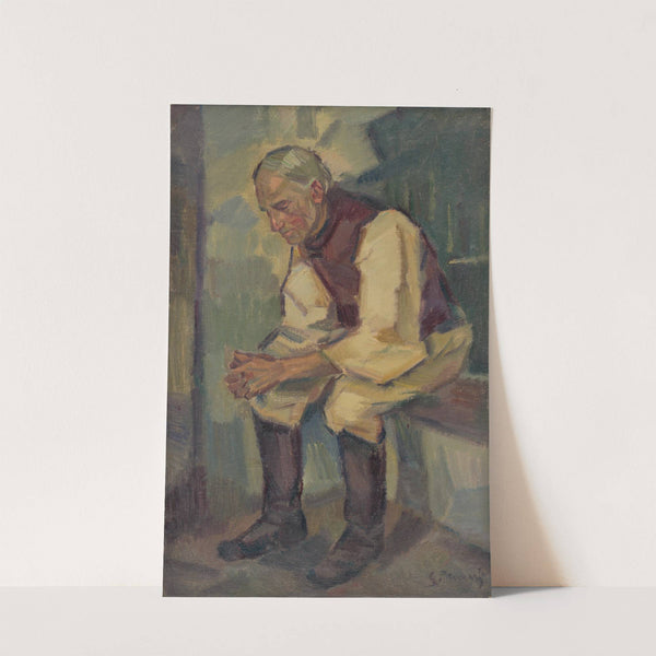 Study of a Seated Old Man by Gustáv Mallý