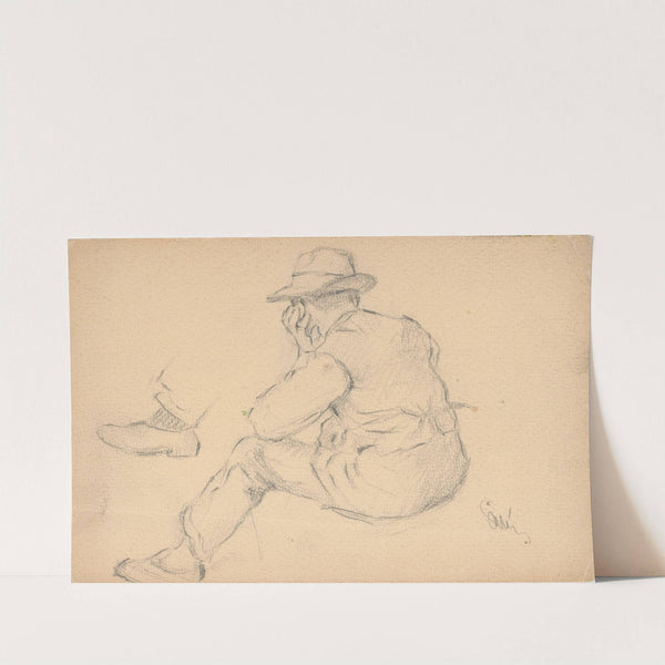 Study of a Seated Villager with Proped up Hand by Gustáv Mallý