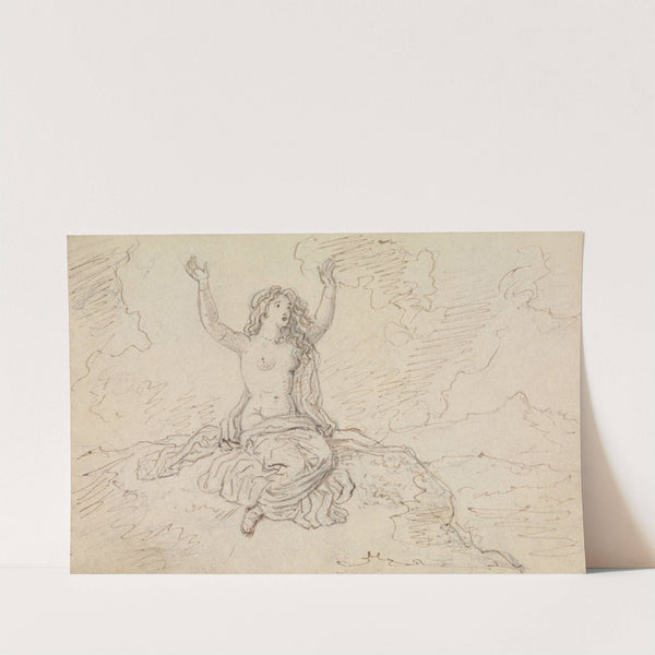 Study of a Semi-Nude Woman, Sitting, with Her Arms Raised Over Her Head by Robert Smirke