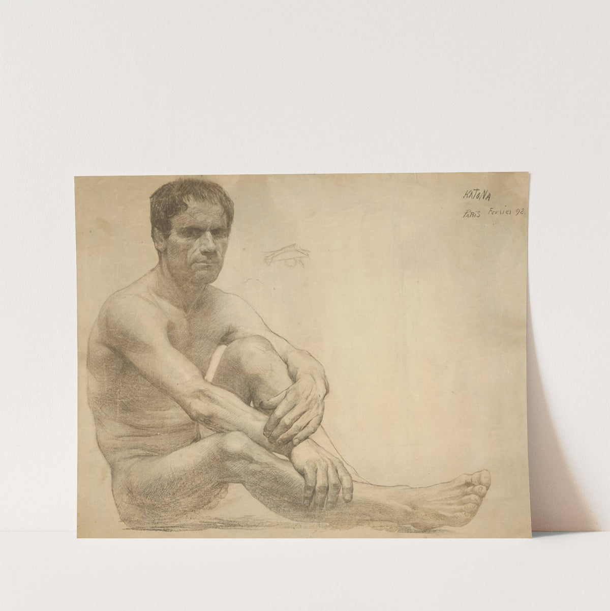 Study of a sitting male nude by Ferdinand Katona
