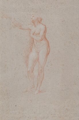 Study of a Standing Female Nude in a Beckoning PoseTurned toward Left