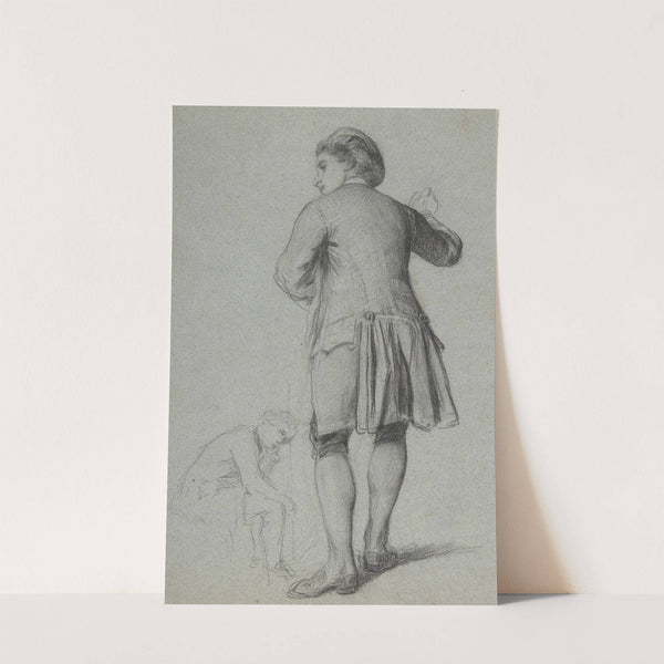 Study of a standing man knocking; sketch of a sitting man by François-Claudius Compte-Calix