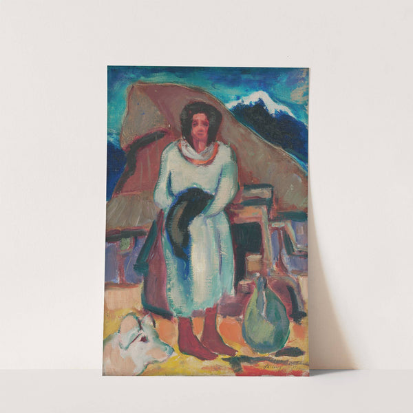 Study of a Village Girl in front of a Cottage by Zolo Palugyay