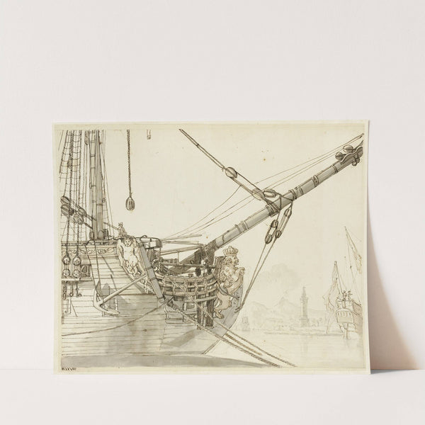 Study of a Warship’s Prow with British Warships and Naples Harbor Beyond (c. 1748) by Claude-Joseph Vernet